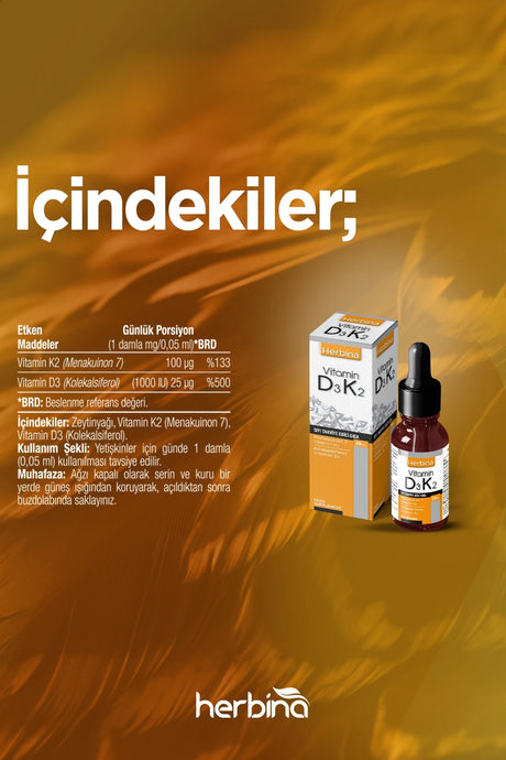 Herbi̇na d3k2 20 ml 1000 iu