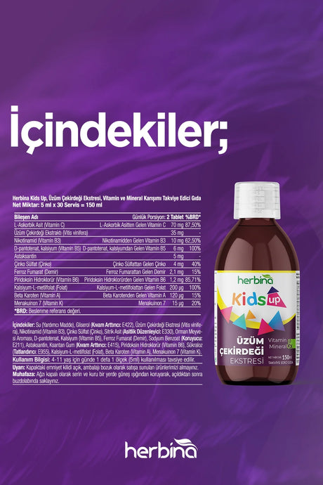Herbi̇na kids up sıvı takviye edici gıda 150 ml