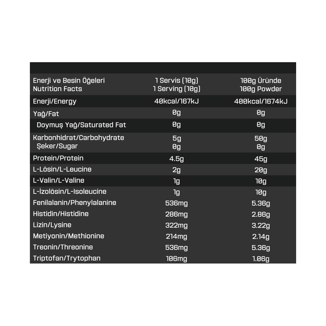 EAA + ESANSİYEL AMİNO ASİT KAYNAĞI 500g 50 SERVİS