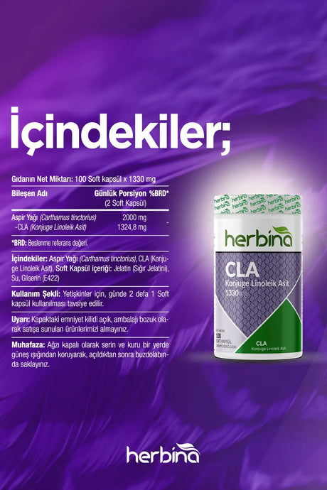 Herbi̇na cla konjuge linoleik asit 100 soft kapsül