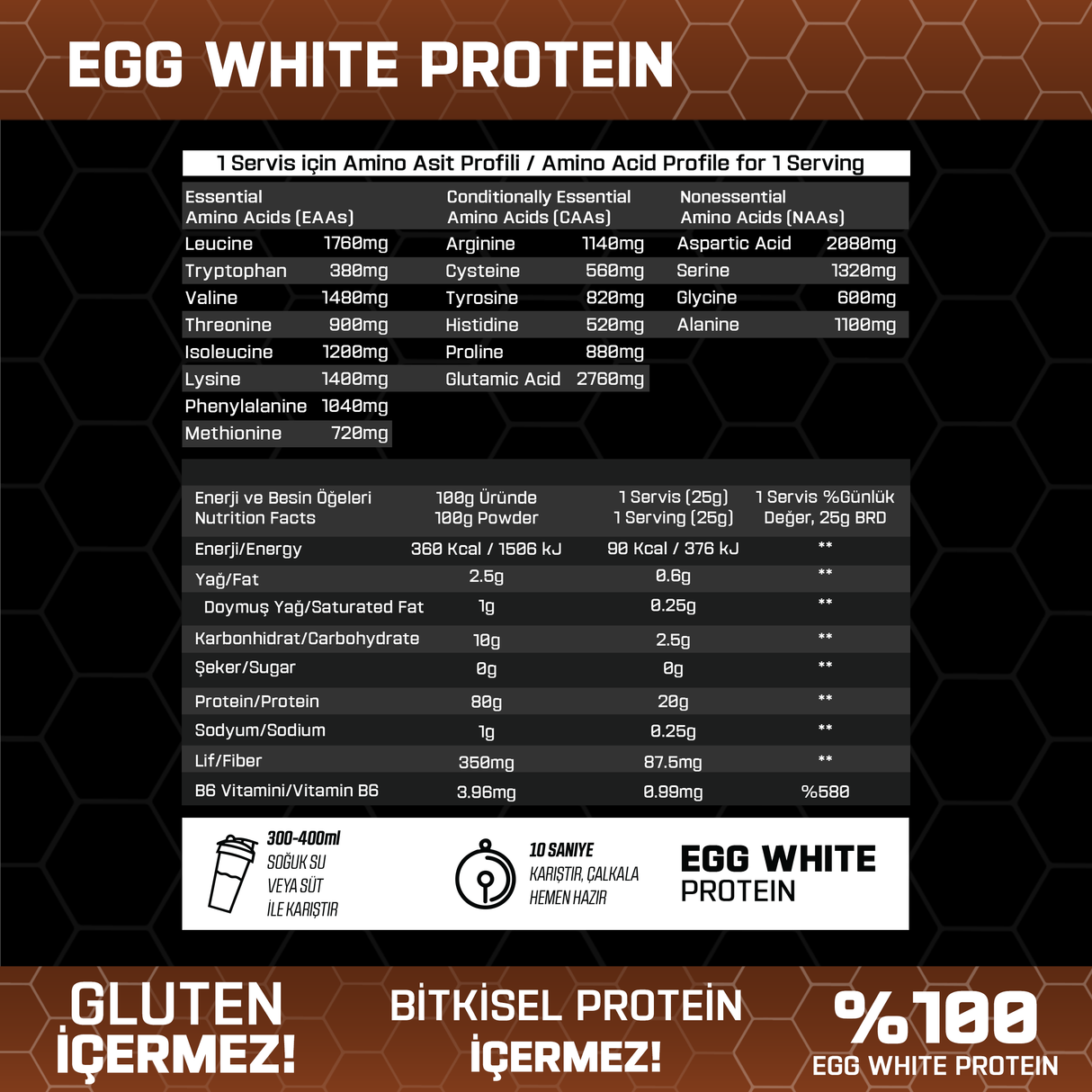 EGG WHITE PROTEIN 400g 16 SERVİS - protein