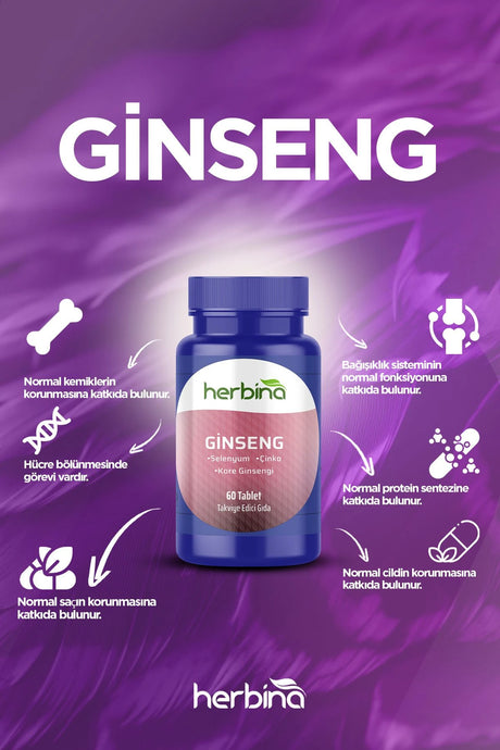 Herbi̇na kore ginseng selenyum çinko 60 tablet