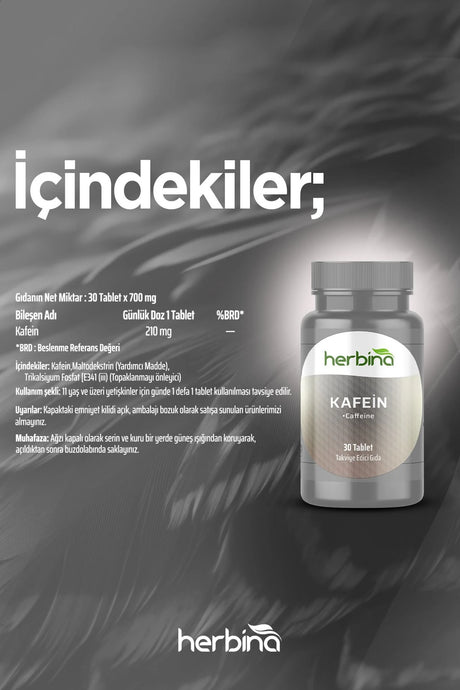 Herbi̇na kafein 210 mg 30 tablet