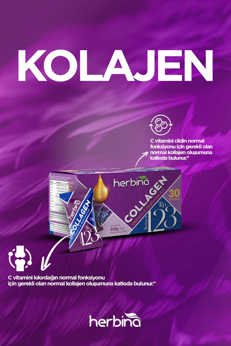 Herbi̇na tip 1 2 3 kollajen karışımı kivi aromalı 30’lu kutu