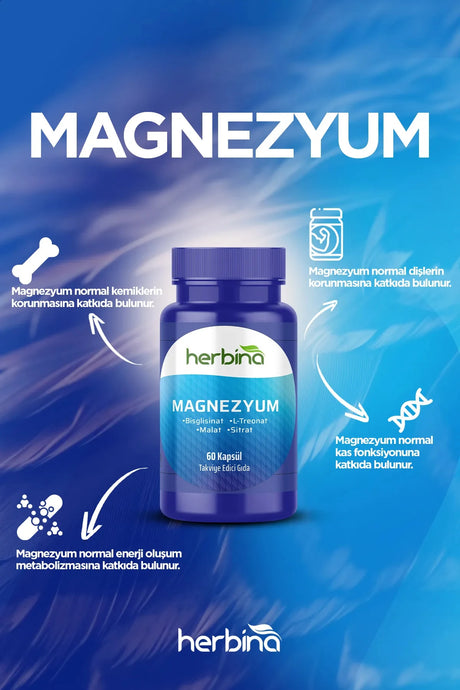 Herbi̇na magnezyum bisglisinat l-treonat malat sitrat 60 kapsül