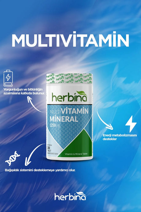 Herbi̇na multivitamin mineral 200 tablet 1250 mg