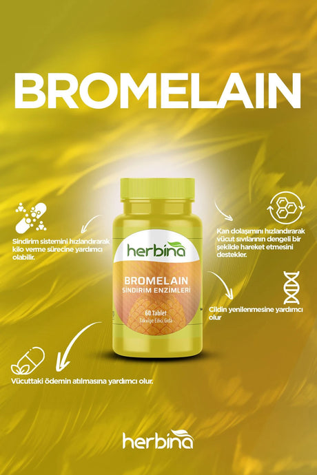Herbi̇na bromelain sindirim enzimleri 1250 mg 60 tablet