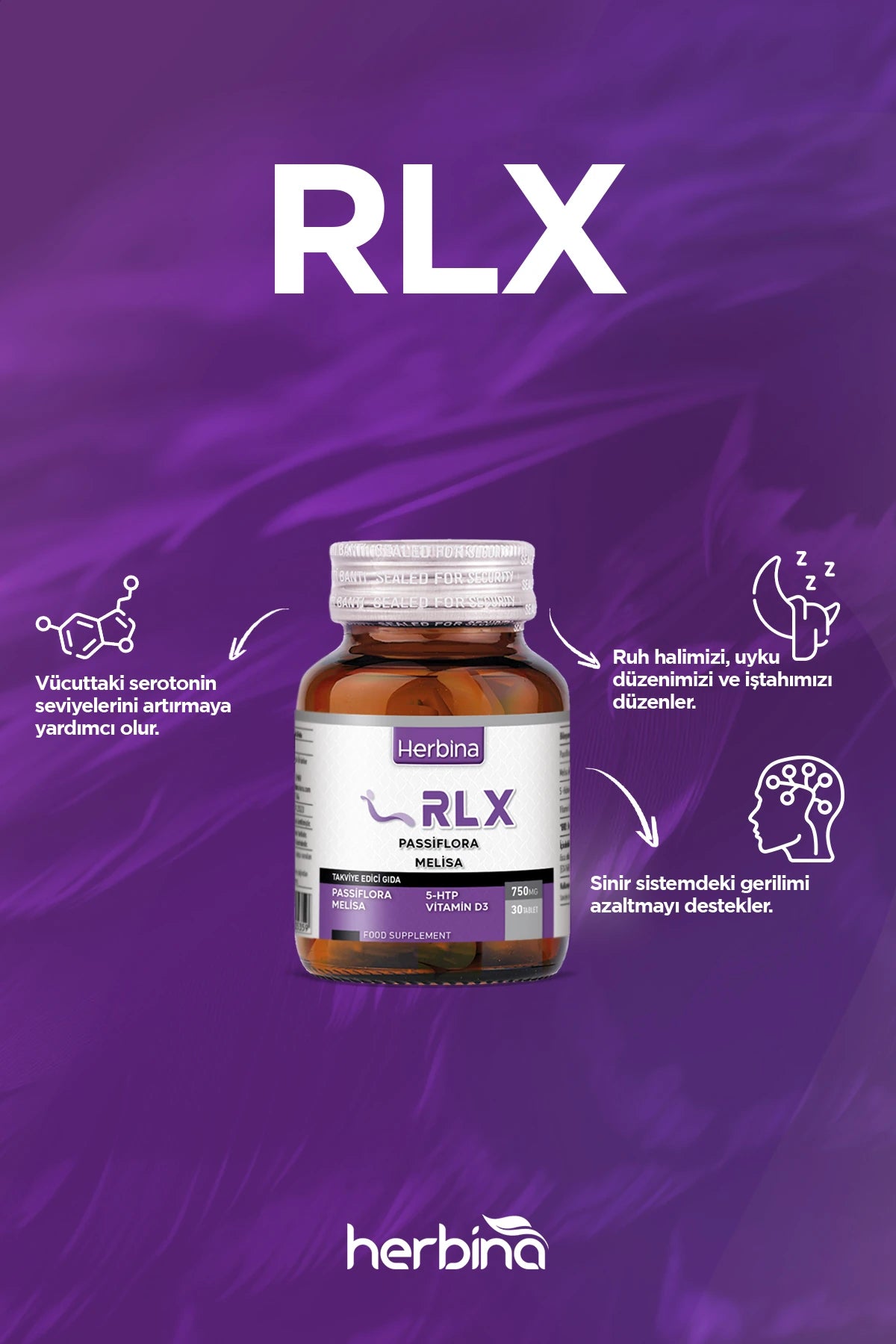 Herbi̇na rlx 30 tablet passiflora h-htp sarı kantaron