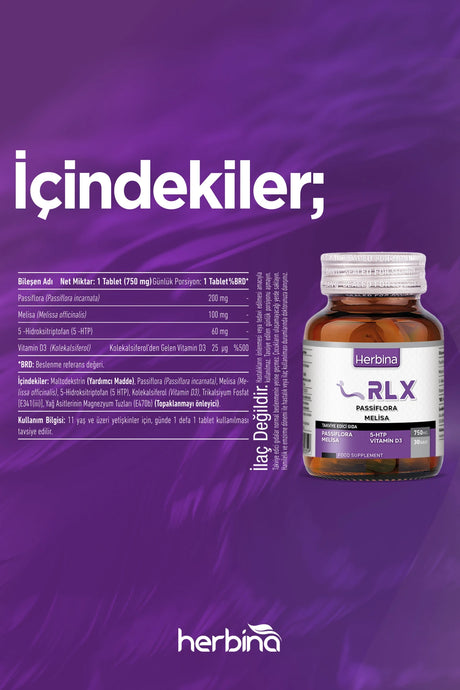 Herbi̇na rlx 30 tablet passiflora h-htp sarı kantaron